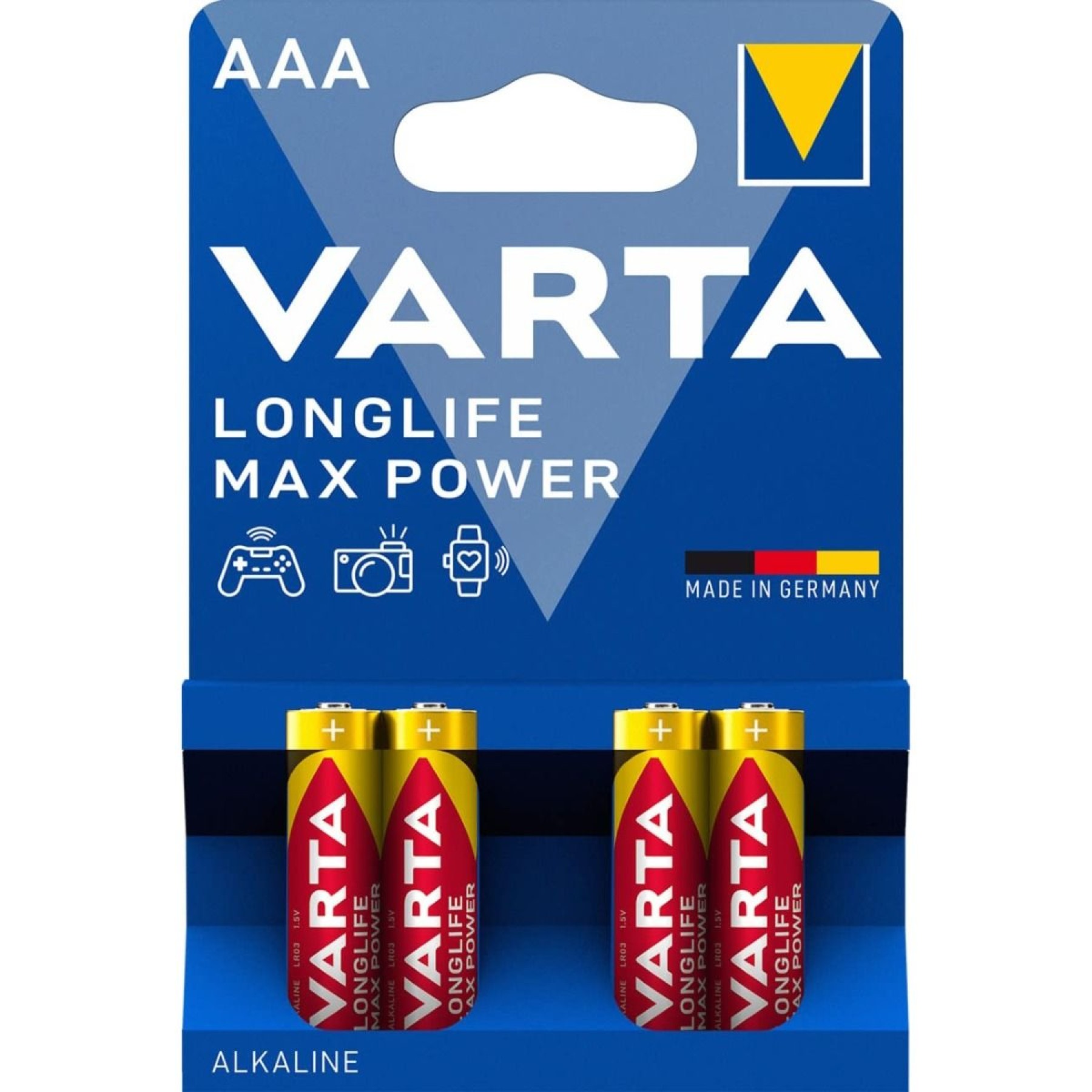 VARTA AAA Longlife Max Power LR03 Batteries Pack of 4